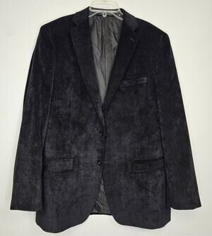 Calvin Klein Mens Black Suede Two-Button Sport Coat Blazer-Size 42L